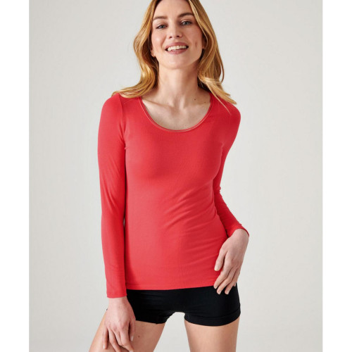 Tee-shirt Manches Longues Fraise Thermolactyl rouge Damart  - Caracos et tops