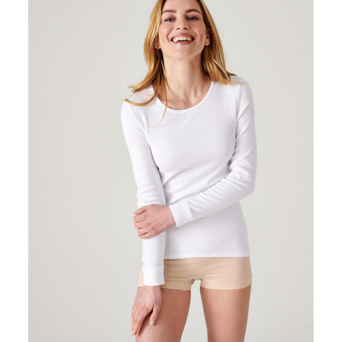 Tee Shirt Manches Longues. Blanc Thermolactyl en coton - Damart - Damart underwear