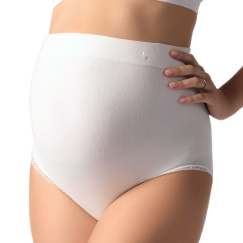 Culotte haute de grossesse blanche en coton Cache Coeur  - Culottes et shorties maternité