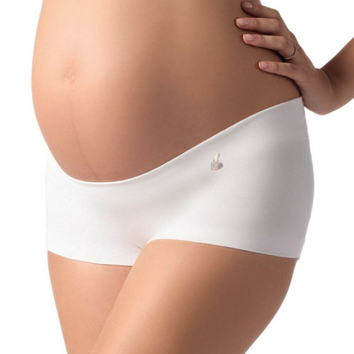 Shorty taille basse de grossesse blanche en coton Cache Coeur  - Culottes et shorties maternité