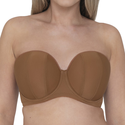 Soutien-gorge bandeau armatures marron en nylon - Curvy Kate - 64 lingerie invisible