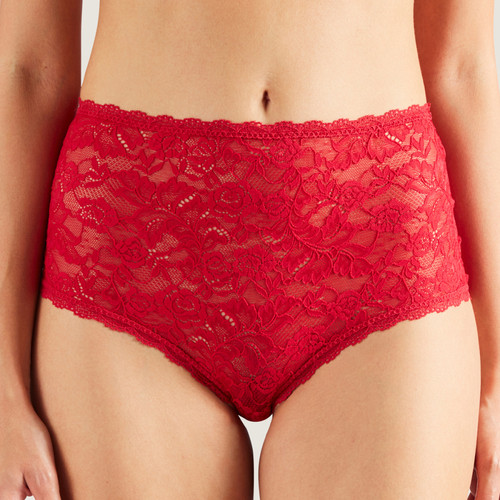 Culotte taille haute rouge en dentelle Aubade  - 6 culottes shorties tangas strings rouge