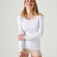 T-shirt manches longues en coton blanc pour femme