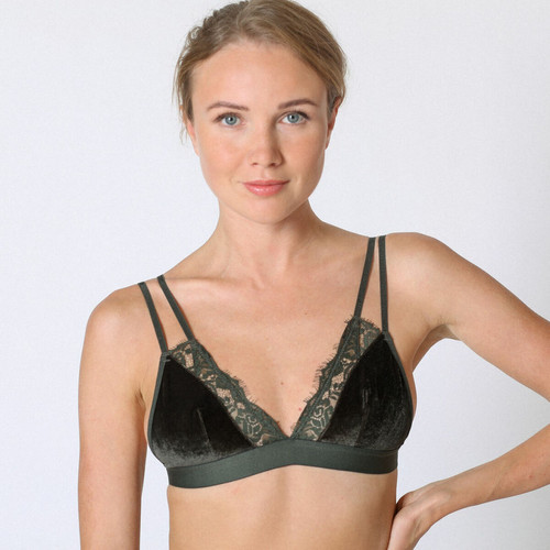 Triangle velours Vert - Midnight Lingerie - Soutiens-gorge triangles