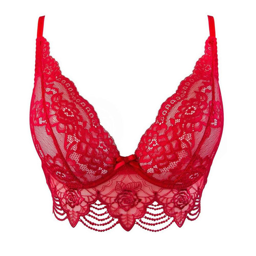 Semi-corset  - Rouge en dentelle Axami lingerie  - Bustiers et corsets