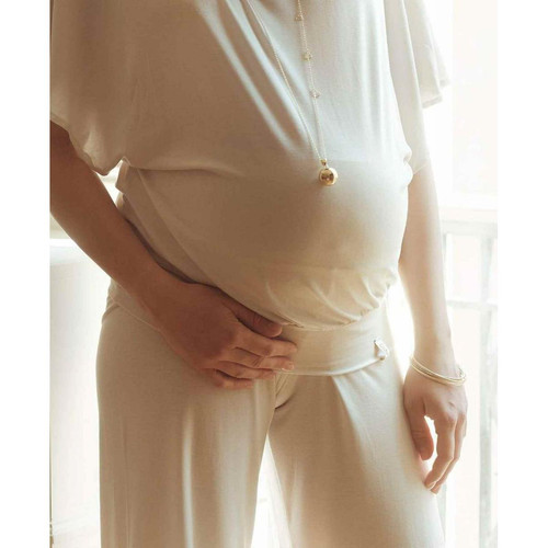 Pantalon de grossesse large 7/8 - Blanc