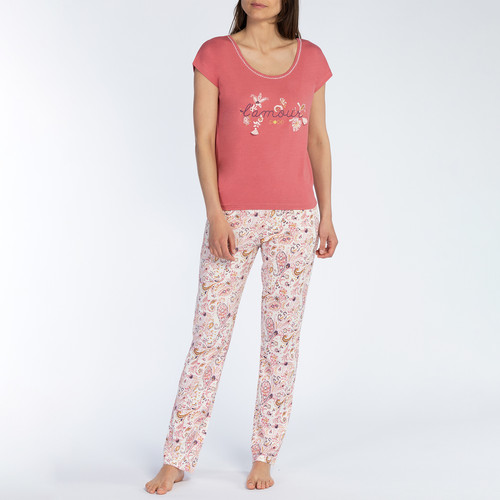 Pyjama long manches longues rose