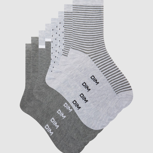 Lot de 4 paires de chaussettes gris/blanc - Dim Chaussant - Collants Dim