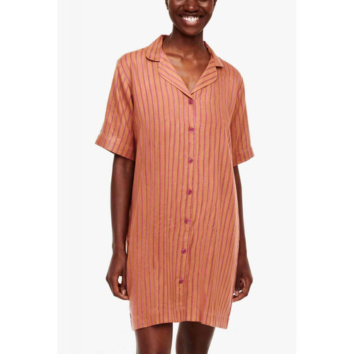 Haut de pyjama - Chemise Longue à manches courtes - Orange Femilet  - ANNA en viscose