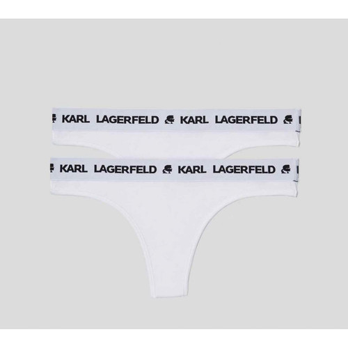 Lot de 2 strings logotés - Blanc Karl Lagerfeld  - 40 lingerie promo 60 a 70