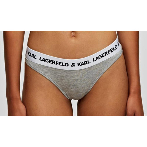 Lot de 2 Strings Logotypés Gris Karl Lagerfeld  - 40 lingerie promo 60 a 70