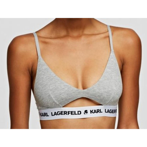Soutien-gorge triangle sans armatures logote - Gris Karl Lagerfeld  - 40 lingerie promo 60 a 70