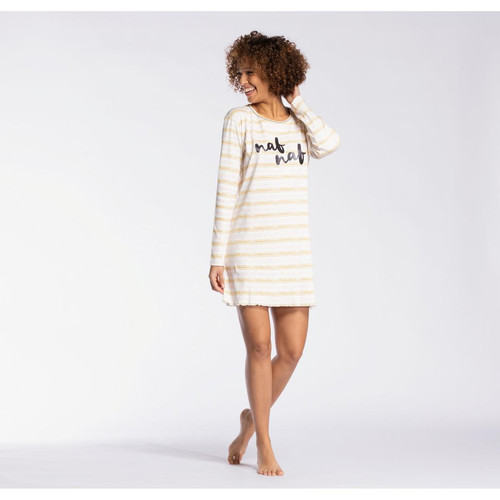 Liquette - Blanche  en coton Naf Naf homewear  - Lingerie nuit promotion