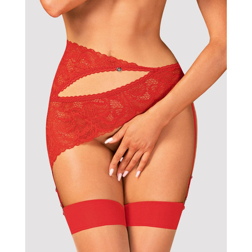 Porte-jarretelles Atenica- Rouge Obsessive  - Promotion lingerie sexy