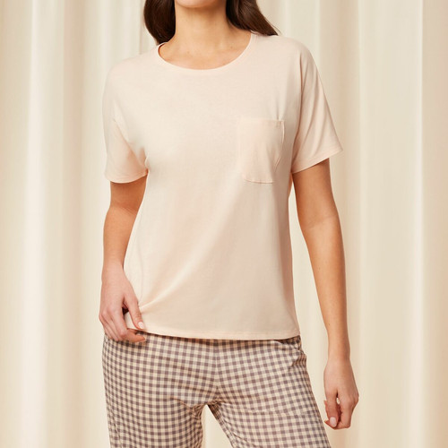 Haut De Pyjama T-shirt Avec Poche Beige en coton - Triumph - Noel homewear