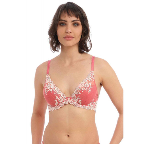 Soutien-gorge plongeant armatures - Rose - Embrace Lace en nylon Wacoal lingerie  - Promo selection 40 50