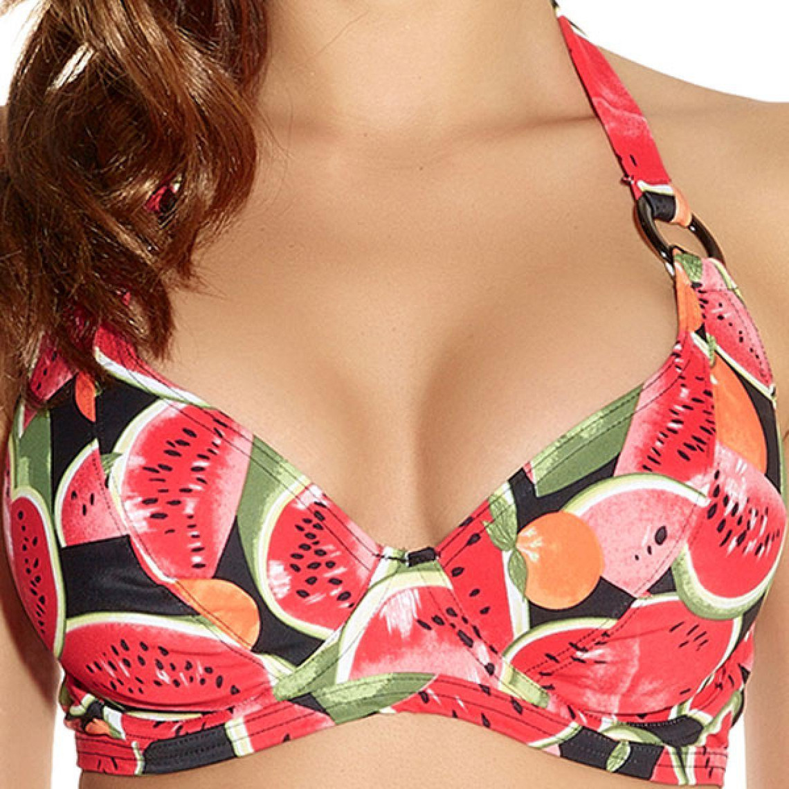 haut de maillot de bain tour de cou à armatures multicolore watermelon