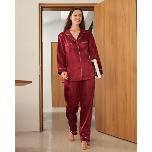 22MM Ensemble Pyjama à Passepoil d'Or en Soie rouge Lilysilk  - Nouveautés Homewear