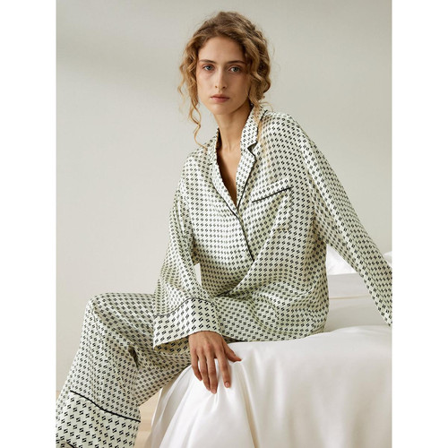 Ensemble pyjama Pena blanc perle en soie Lilysilk  - Lingerie de nuit et Loungewear