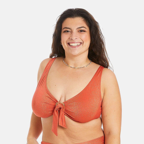 Haut de maillot de bain à armatures orange Maui Camille Cerf x Pomm Poire