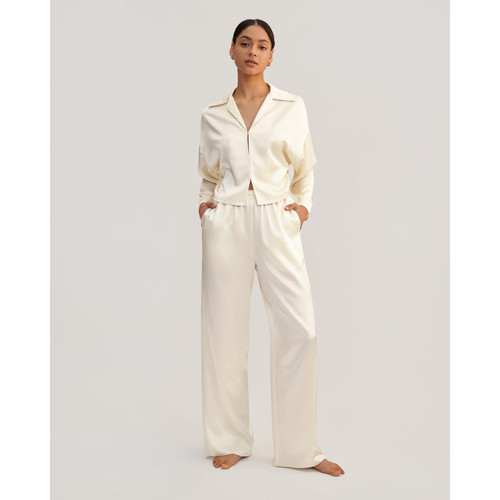 Jasmine Pyjama à enfiler en soie blanc - Lilysilk - Lilysilk