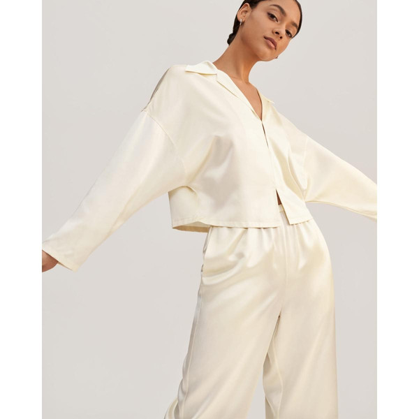 Jasmine Pyjama à enfiler en soie blanc