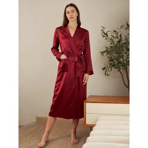 Robe De Chambre En Soie Longue Classique rouge Lilysilk  - Nouveautés Lingerie et Maillot
