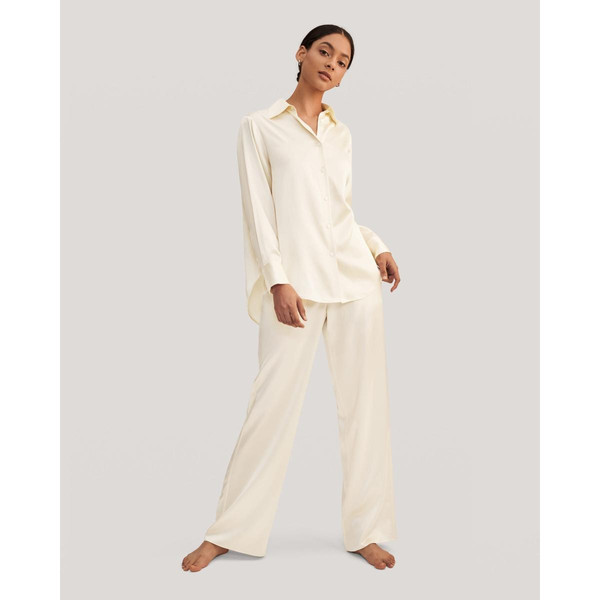 Viola Pyjama surdimensionné en soie blanc