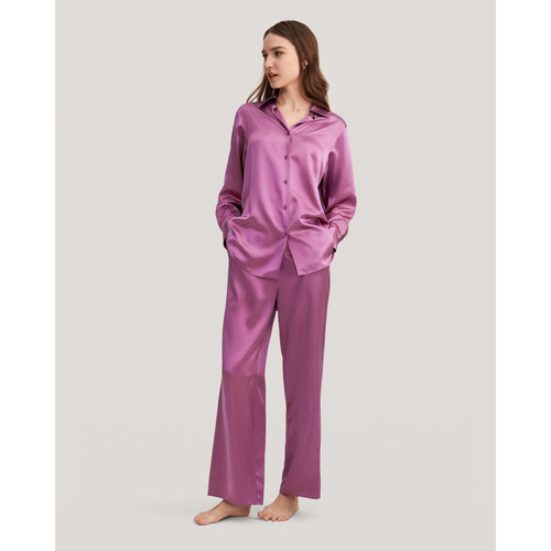 Viola Pyjama surdimensionné en soie violet - Lilysilk - Lingerie Grandes Tailles