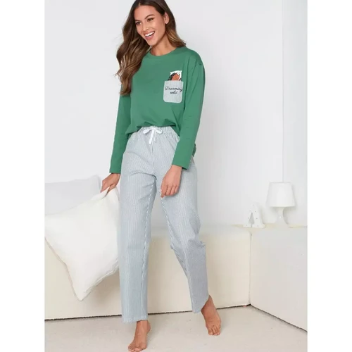 Pyjama 2 pièces T-shirt en maille et pantalon en popeline Venca   - Venca lingerie maillot