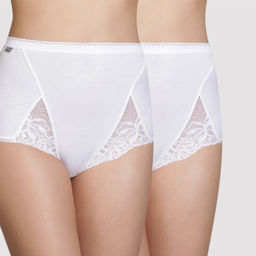 Lot de deux culottes taille haute coton blanches Playtex Coton Stretch Playtex  - Lingerie Playtex