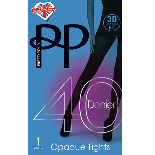 Collant opaque 40D noir en nylon Pretty Polly  - Sélection de bas, collants et socquettes