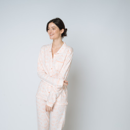 Pyjama deux pièces imprimé rose en coton Iconic  - Lingerie Iconic