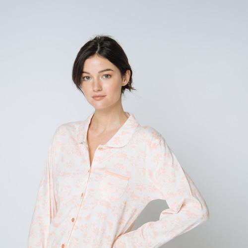 Pyjama deux pièces imprimé rose en coton