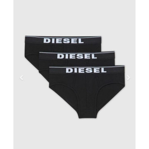 Pack de 3 slips ceinture élastique noirs en coton Diesel Underwear