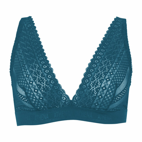 Soutien-gorge triangle sans armatures femme Dentelle bleu - Athéna - Selection coton