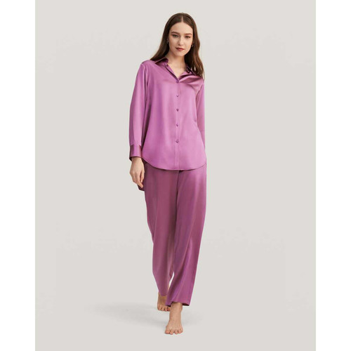 Viola Pyjama surdimensionné en soie violet