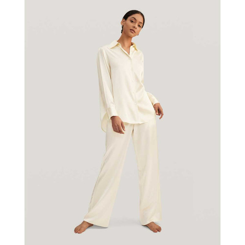 Viola Pyjama surdimensionné en soie blanc Lilysilk