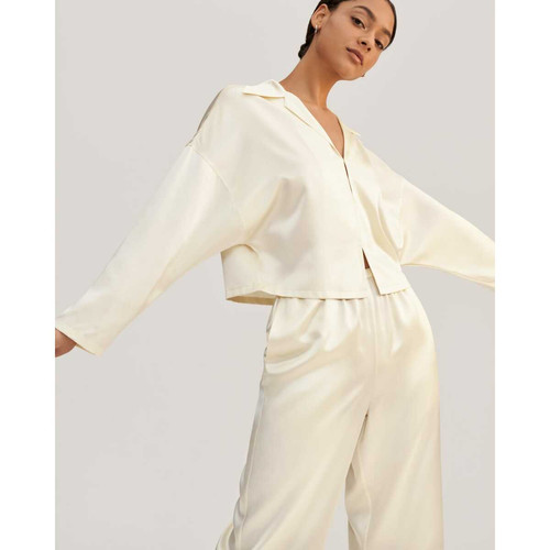Jasmine Pyjama à enfiler en soie blanc Lilysilk