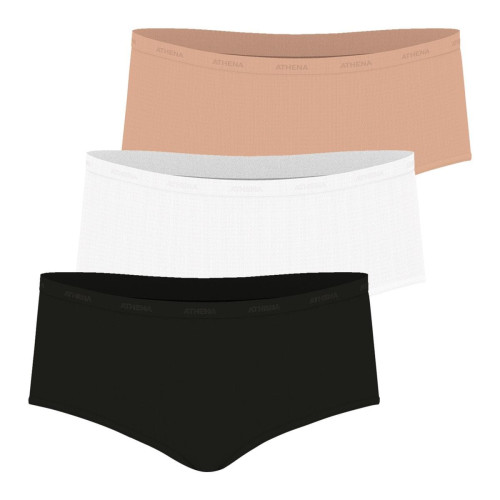Lot de 3 boxers femme Ecopack Basic blanc en coton - Athéna - Lingerie en promo