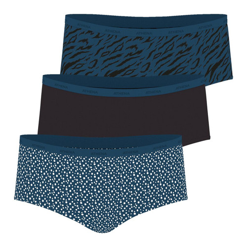 Lot de 3 boxers femme Ecopack Mode noir en coton   Athéna  - Nouveautes lingerie