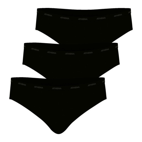 Lot de 3 slips femme Ecopack Basic noir en coton Athéna  - Athena