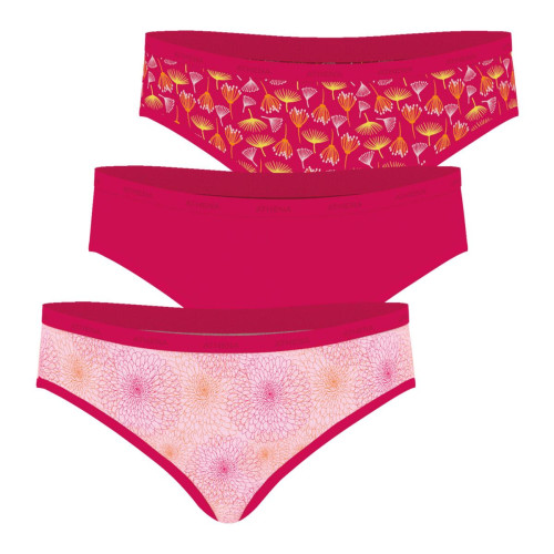 Lot de 3 slips femme Ecopack Mode rose en coton - Athéna - Lingerie rose promo