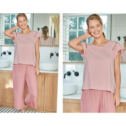 Pyjama  GIRLY rose en polyester - Lingerie nuit promotion