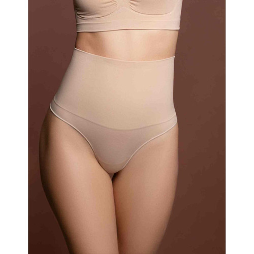 String taille haute invisible - Beige - Bye Bra - Lingerie grandes tailles culottes strings tangas shorties 44 a 46