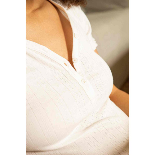 T-shirt de grossesse et d'allaitement - Blanc en coton bio Cache Coeur