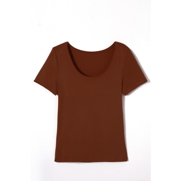 Tee-shirt manches courtes invisible chocolat en coton