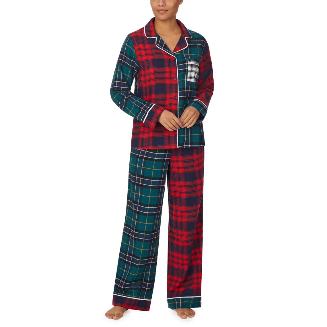 ensembe pyjama à manches longues bleu canard en coton