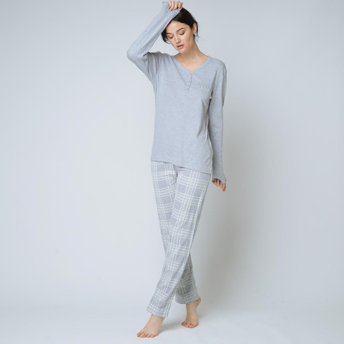 Pyjama deux pièces, pantalon à carreaux Iconic   - Lingerie Iconic