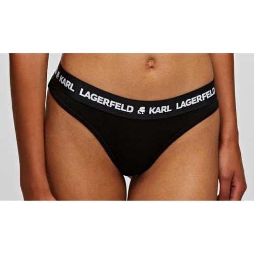 Lot de 2 Strings Logotypés Noirs Karl Lagerfeld  - 40 lingerie promo 60 a 70
